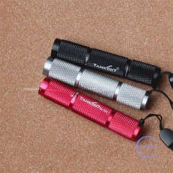 アルミニウム合金　ミニライト小型懐中電灯黒銀赤外観